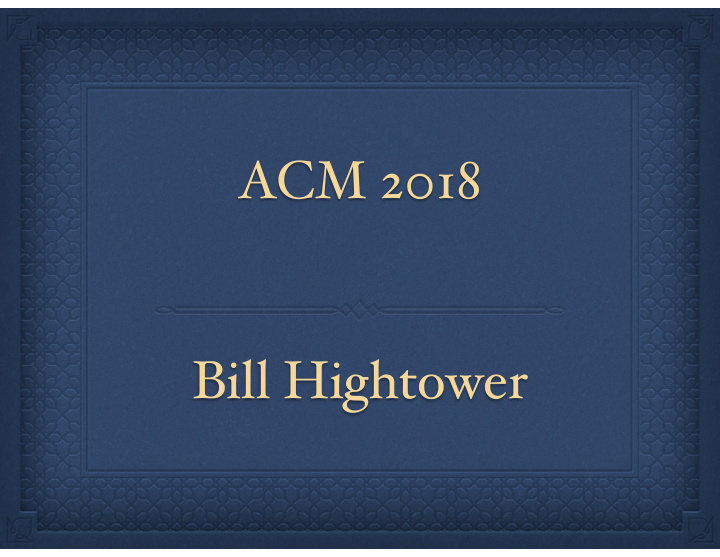 acm 2018 bill hightower hope faith love faith because of