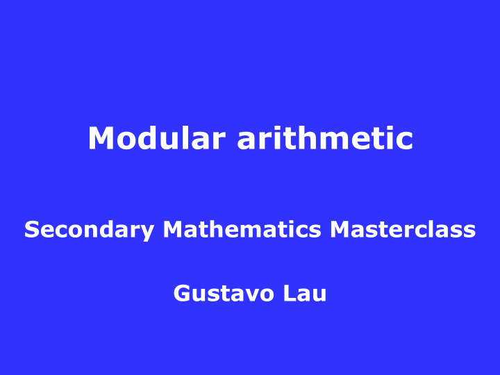 secondary mathematics masterclass gustavo lau