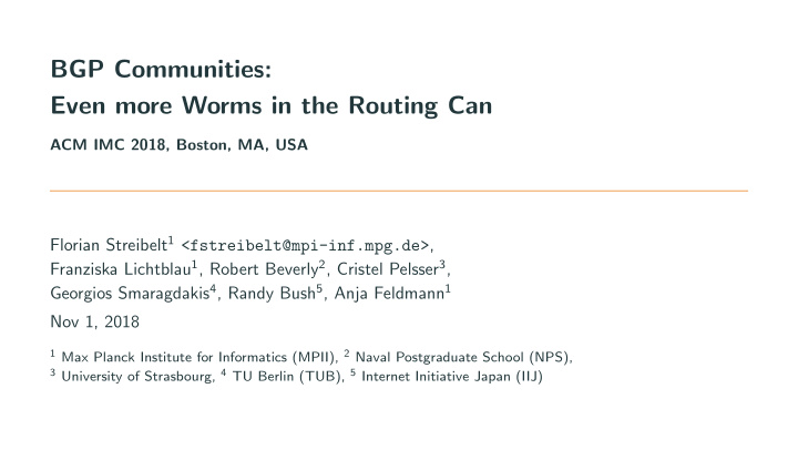 bgp communities even more worms in the routing can