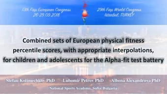 percentile scores, with appropriate interpolations,  for children and adolescents for the Alpha-fit