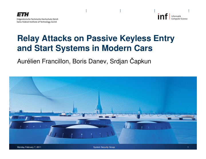 relay attacks on passive keyless entry and start systems