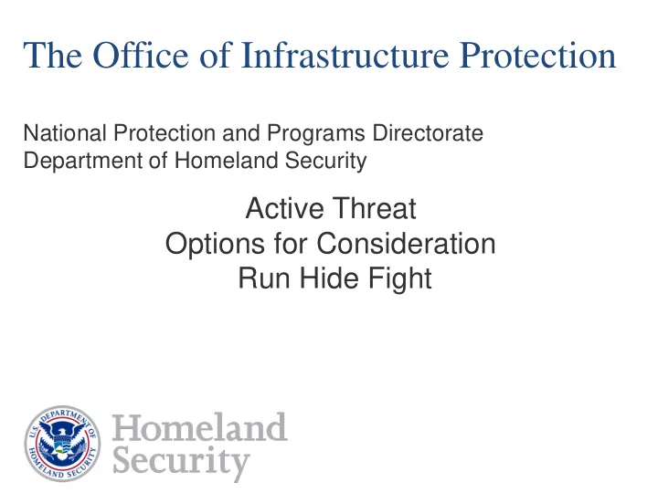 the office of infrastructure protection