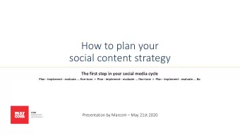How to plan your  social content strategy  The first step in your social media cycle  Plan -