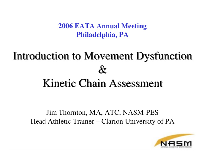 introduction to movement dysfunction introduction to