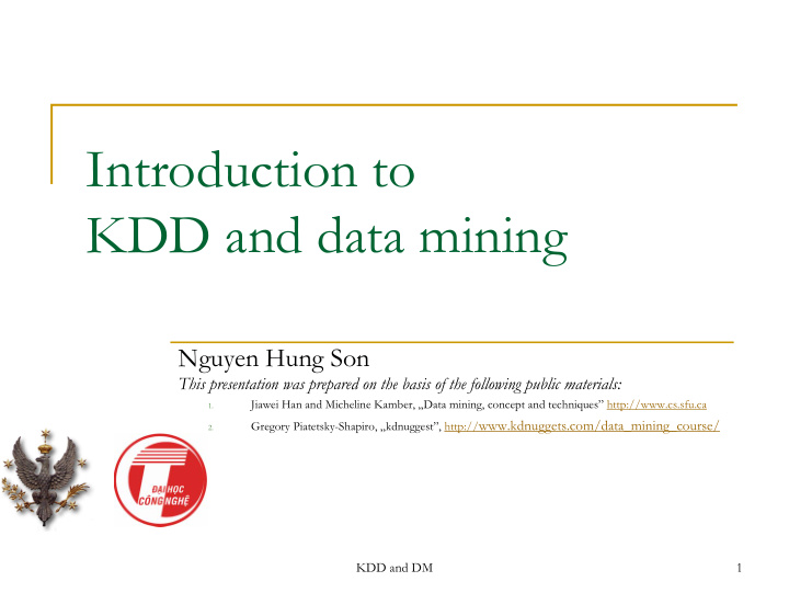 introduction to kdd and data mining