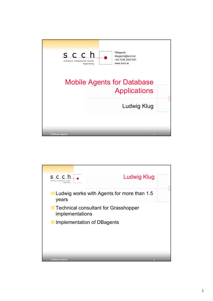 mobile agents for database applications