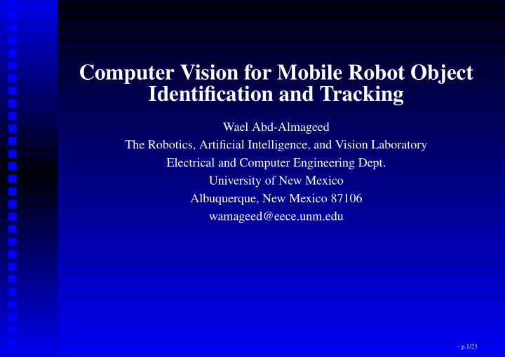 computer vision for mobile robot object identification