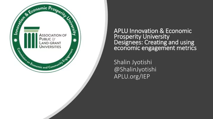 aplu i u innov ovati tion on e econom omic prosperity ty