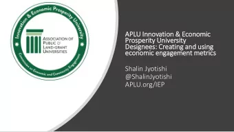 APLU I  U Innov  ovati  tion  on &amp;  &amp; E  Econom  omic  Prosperity  ty Un  University  Desig