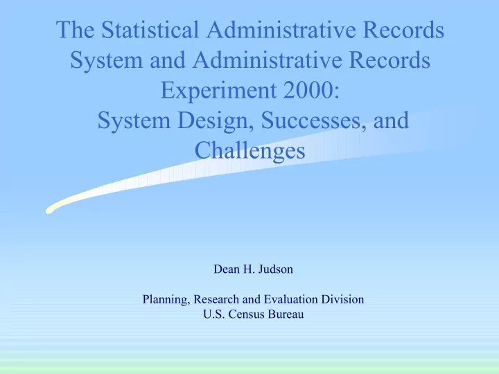 the statistical administrative records system and