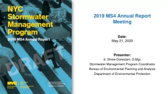Meeting  Date:  May 21, 2020  Presenter:  S. Shree Dorestant, D.Mgt.  Stormwater Management Program