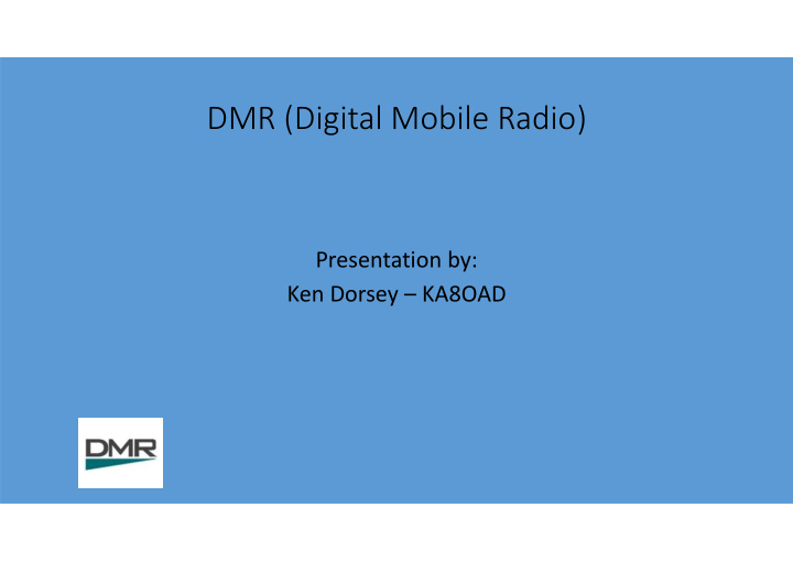 dmr digital mobile radio
