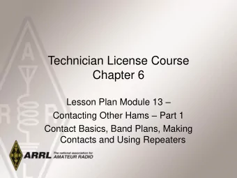 Lesson Plan Module 13  Contacting Other Hams  Part 1  Contact Basics, Band Plans, Making