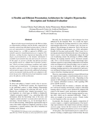 A Flexible and Efficient Presentation-Architecture for Adaptive Hypermedia: Description and