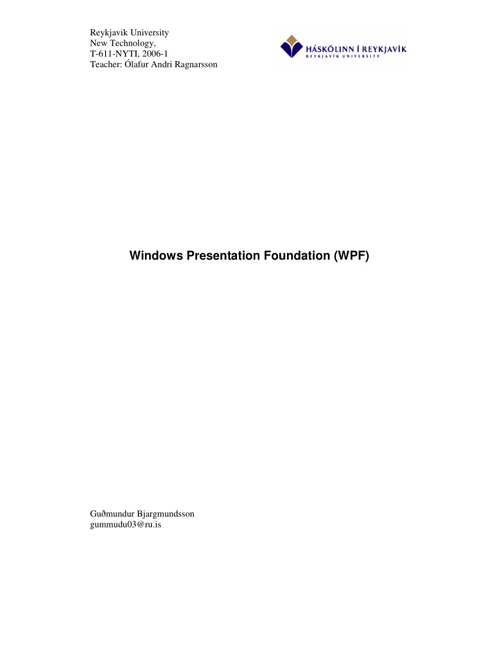 windows presentation foundation wpf