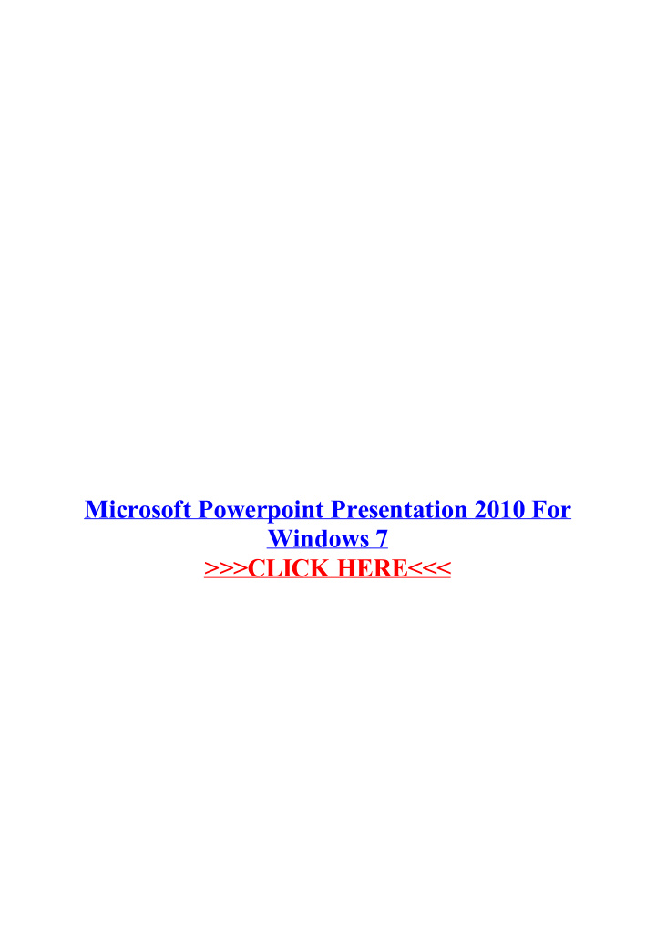 microsoft powerpoint presentation 2010 for windows 7