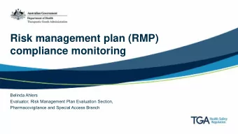 Risk management plan (RMP)  compliance monitoring  Belinda Ahlers  Evaluator, Risk Management Plan