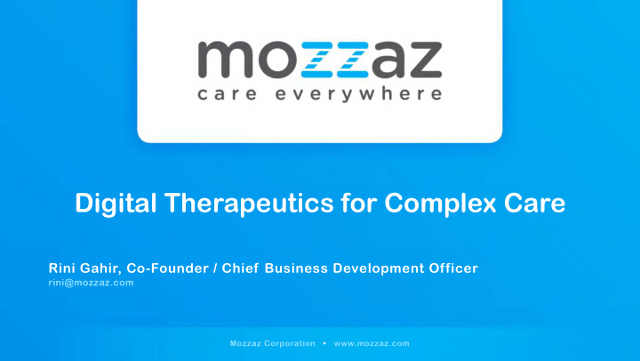 digital therapeutics for complex care