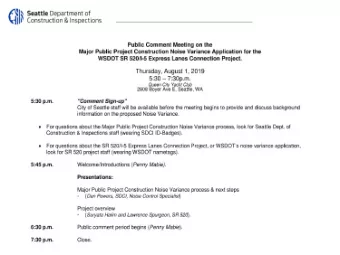 \ii Const ruct ion &amp; Inspec tions Public Comment Meeting on the Major Public Project