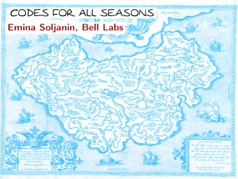 CODES FOR ALL SEASONS  Emina Soljanin, Bell Labs  IN THE CLOUD?  CODES  Emina @ Bell Labs  Codes at