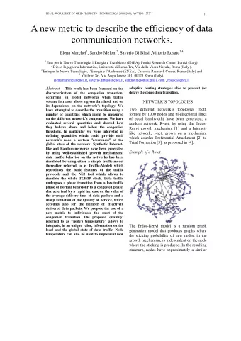 A new metric to describe the efficiency of data  communication networks. Elena Marchei 1 , Sandro