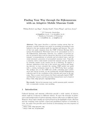 Finding Your Way through the Rijksmuseum  with an Adaptive Mobile Museum Guide Willem Robert van