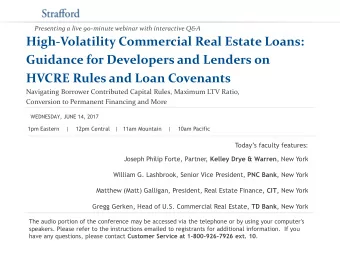 Presenting a live 90-minute webinar with interactive Q&amp;A  High-Volatility Commercial Real