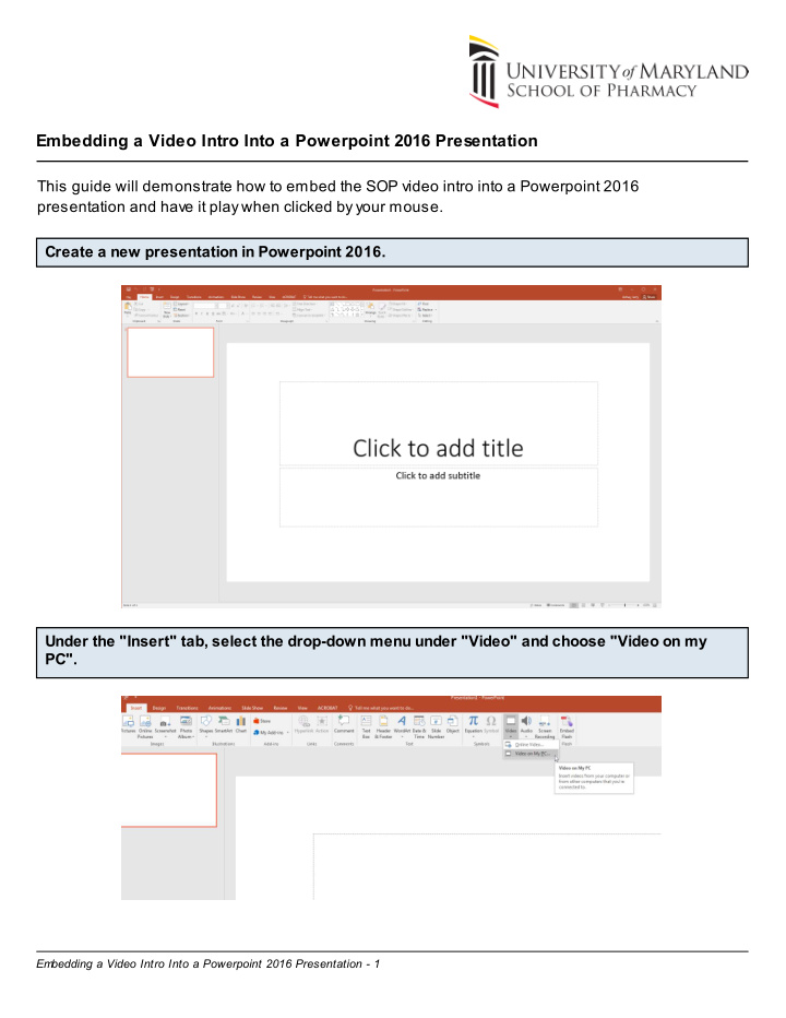embedding a video intro into a powerpoint 2016