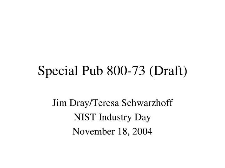 special pub 800 73 draft
