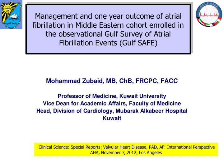 management and one year outcome of atrial fibrillation in