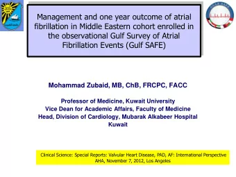 Management and one year outcome of atrial  fibrillation in Middle Eastern cohort enrolled in  the