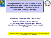 management and one year outcome of atrial fibrillation in