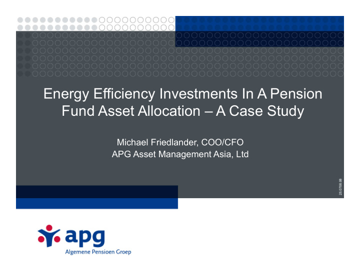 energy efficiency investments in a pension fund asset