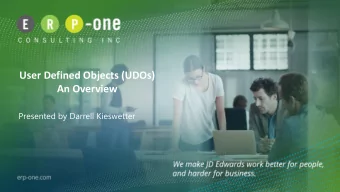 User Defined Objects (UDOs)  An Overview  Presented by Darrell Kieswetter  User Defined Objects