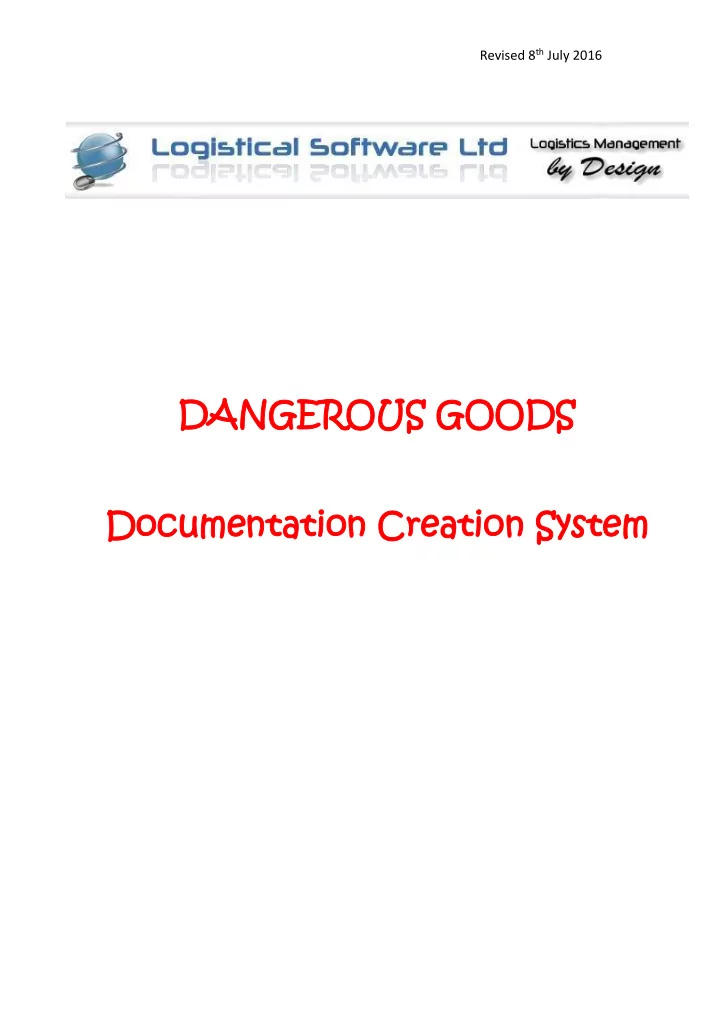 da dangero gerous us go goods ods do docum ument entation