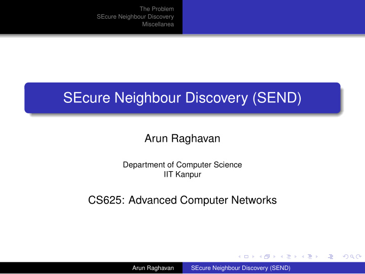secure neighbour discovery send