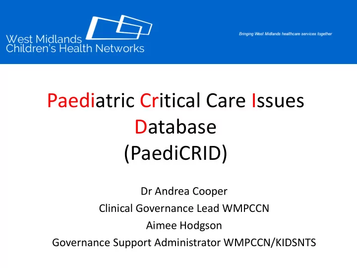 paediatric critical care issues