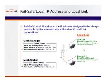 Fail-Safe/Local IP Address and Local Link    Fail-Safe/Local IP address - the IP address