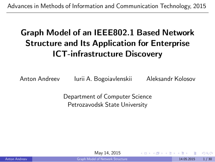 graph model of an ieee802 1 based network structure and