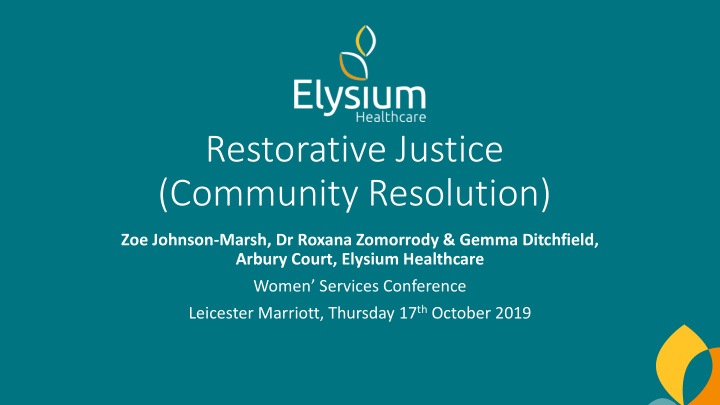 restorative justice community resolution