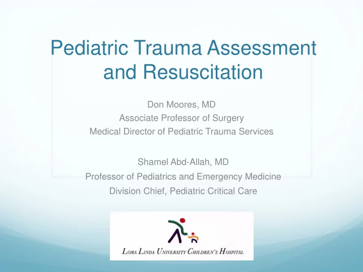 pediatric trauma assessment and resuscitation