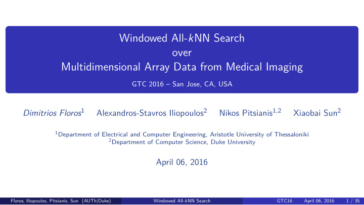 windowed all k nn search over multidimensional array data
