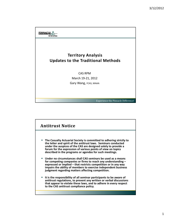 territory analysis updates to the traditional methods