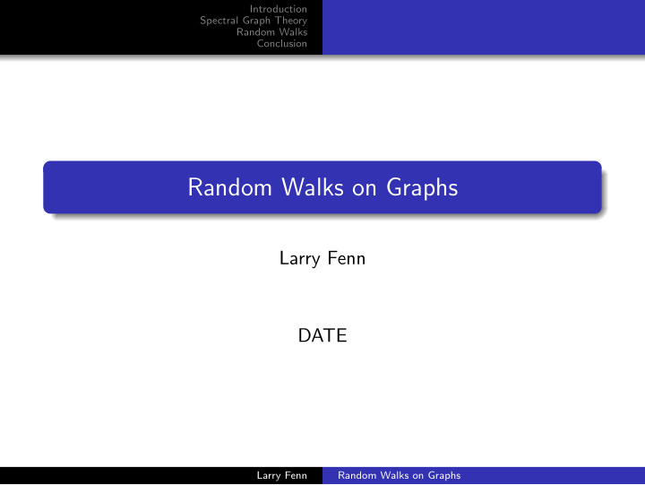 random walks on graphs