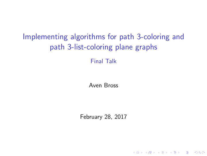 implementing algorithms for path 3 coloring and path 3
