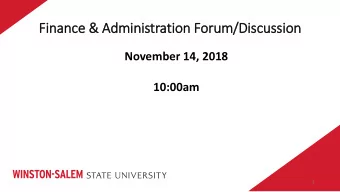 Finance  e &amp;  &amp; Administration  n Forum/Discussion  n  November 14, 2018  10:00am  W  I  N