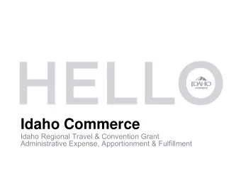 Idaho Commerce  Idaho Regional Travel &amp; Convention Grant  Administrative Expense, Apportionment