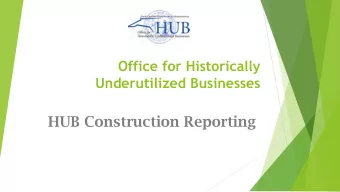 HUB Construction Reporting  Welcome to HUBSCO  System Training!  John Guenther  Compliance Officer
