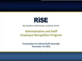 Administrative and Staff  Employee Recognition Program  Presentation for Admin/Staff Assembly