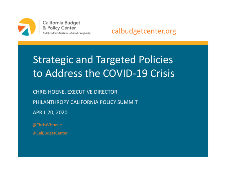 strategic and targeted policies to address the covid 19